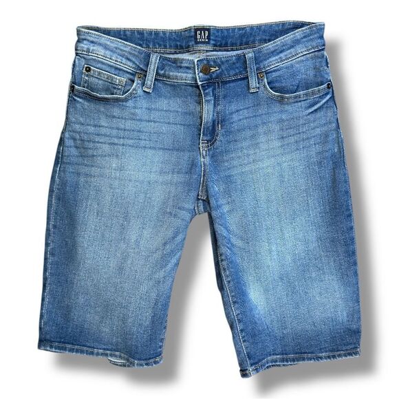 GAP Blue Bermudas with Distressed Denim Finish Sz 27 - Picture 1 of 10